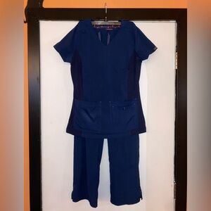 Koi Basics Women's Navy Blue Scrub Set - Top Size XXS, Bottoms Size XXS